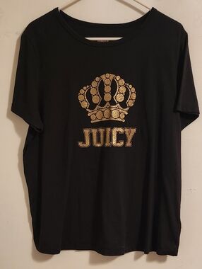 Juicy Couture Black Tee with Gold Crown Logo, Size 1X, Perfect Conditon!!
